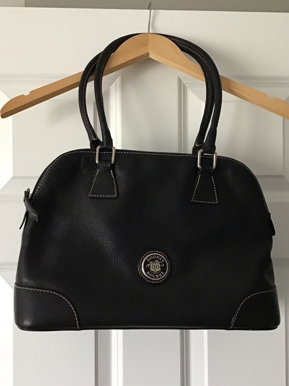 Dooney & Bourke Black Pebbled Leather Dome Satchel